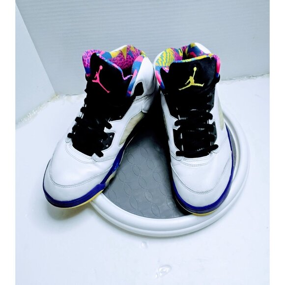 Air Jordan 5 Retro White Multi-Color Sneakers Size 8 Mens Athletic Shoes - Picture 2 of 7